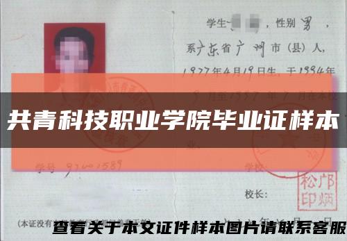 共青科技職業學院畢業證樣本縮略圖