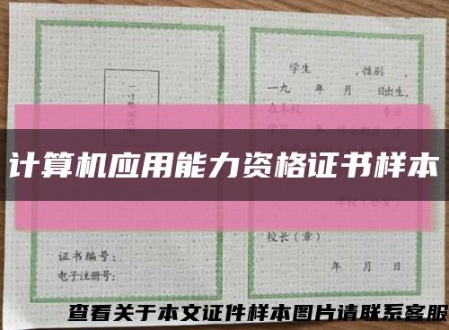 計算機應用能力資格證書樣本縮略圖