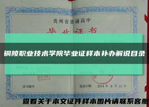 銅陵職業技術學院畢業證樣本補辦解說目錄縮略圖