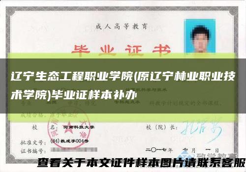 遼寧生態工程職業學院(原遼寧林業職業技術學院)畢業證樣本補辦縮略圖