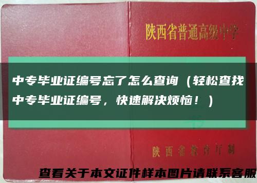 中專畢業證編號忘了怎么查詢（輕松查找中專畢業證編號，快速解決煩惱?。┛s略圖