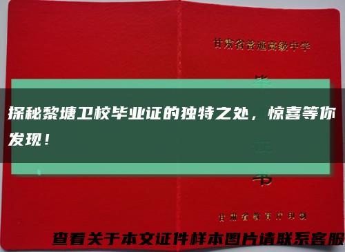 探秘黎塘衛校畢業證的獨特之處，驚喜等你發現！縮略圖