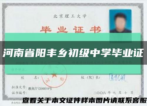河南省陽豐鄉初級中學畢業證縮略圖