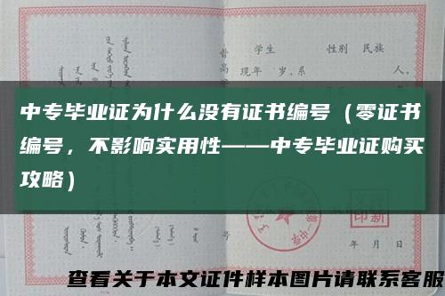 中專畢業證為什么沒有證書編號（零證書編號，不影響實用性——中專畢業證購買攻略）縮略圖