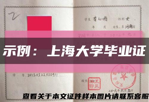 示例：上海大學畢業證縮略圖