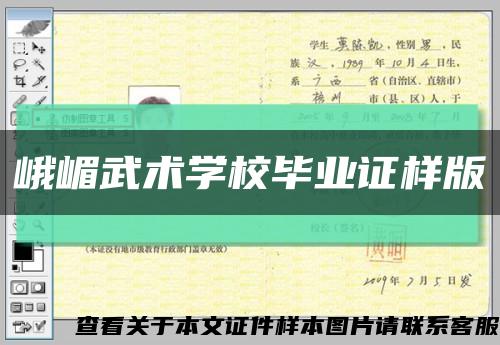 峨嵋武術學校畢業證樣版縮略圖