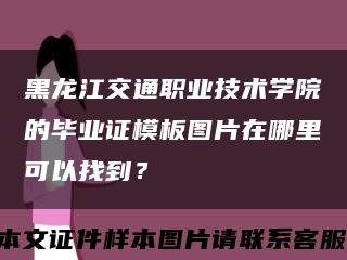 黑龍江交通職業技術學院的畢業證模板圖片在哪里可以找到？縮略圖