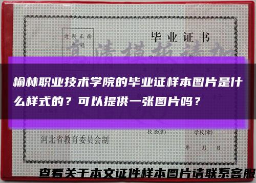榆林職業技術學院的畢業證樣本圖片是什么樣式的？可以提供一張圖片嗎？縮略圖