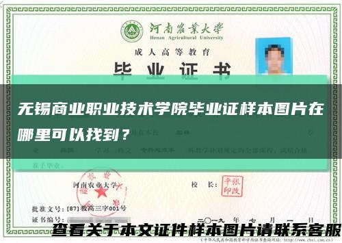 無錫商業職業技術學院畢業證樣本圖片在哪里可以找到？縮略圖