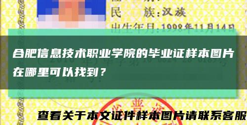 合肥信息技術職業學院的畢業證樣本圖片在哪里可以找到？縮略圖