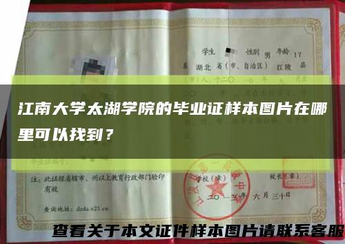 江南大學太湖學院的畢業證樣本圖片在哪里可以找到？縮略圖