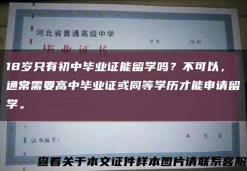 18歲只有初中畢業證能留學嗎？不可以，通常需要高中畢業證或同等學歷才能申請留學?？s略圖