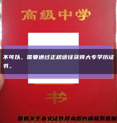 不可以，需要通過正規途徑獲得大專學歷證書?？s略圖