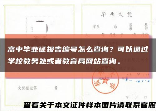 高中畢業證報告編號怎么查詢？可以通過學校教務處或者教育局網站查詢?？s略圖