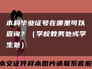 本科畢業證號在哪里可以查詢？（學校教務處或學生處）縮略圖