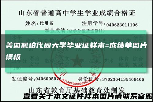 美國佩珀代因大學畢業證樣本=成績單圖片模板縮略圖