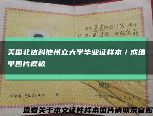 美國北達科他州立大學畢業證樣本／成績單圖片模板縮略圖
