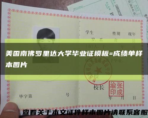 美國南佛羅里達大學畢業證模板=成績單樣本圖片縮略圖