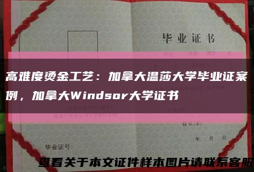 高難度燙金工藝：加拿大溫莎大學畢業證案例，加拿大Windsor大學證書縮略圖