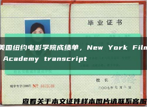 美國紐約電影學院成績單，New York Film Academy transcript縮略圖