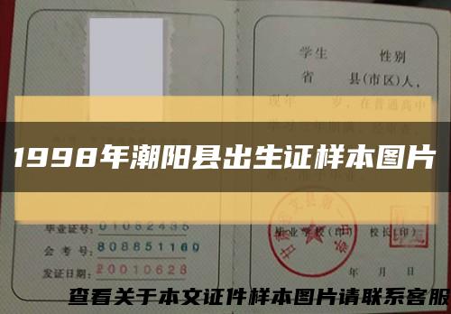 1998年潮陽縣出生證樣本圖片縮略圖
