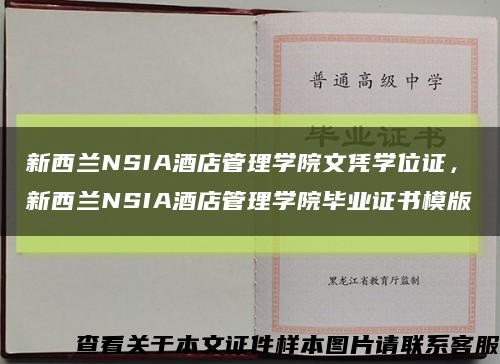 新西蘭NSIA酒店管理學院文憑學位證，新西蘭NSIA酒店管理學院畢業證書模版縮略圖