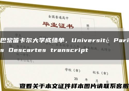 巴黎笛卡爾大學成績單，Université Paris Descartes transcript縮略圖