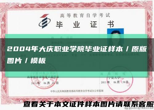 2004年大慶職業學院畢業證樣本／原版圖片／模板縮略圖