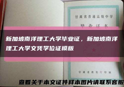 新加坡南洋理工大學畢業證，新加坡南洋理工大學文憑學位證模版縮略圖