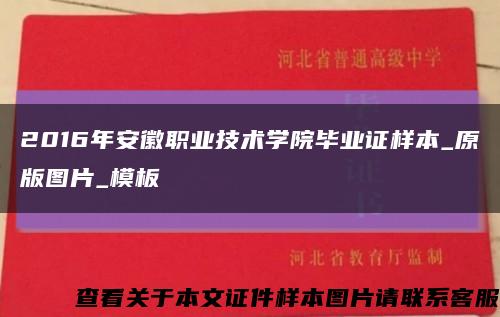 2016年安徽職業技術學院畢業證樣本_原版圖片_模板縮略圖