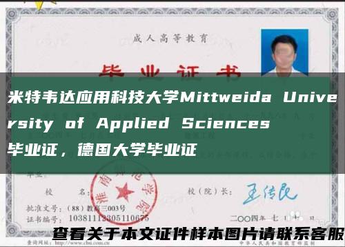 米特韋達應用科技大學Mittweida University of Applied Sciences畢業證，德國大學畢業證縮略圖