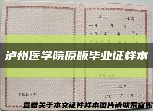 瀘州醫學院原版畢業證樣本縮略圖