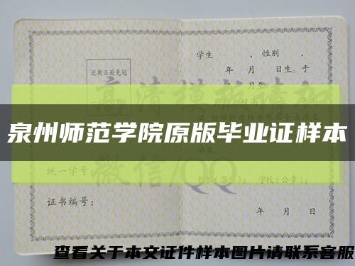 泉州師范學院原版畢業證樣本縮略圖