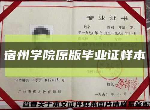 宿州學院原版畢業證樣本縮略圖