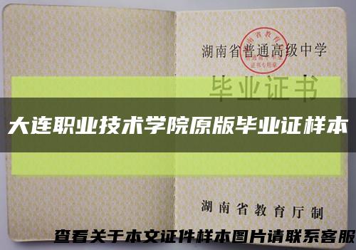 大連職業技術學院原版畢業證樣本縮略圖
