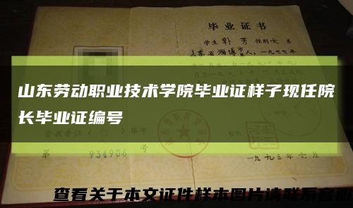 山東勞動職業技術學院畢業證樣子現任院長畢業證編號縮略圖