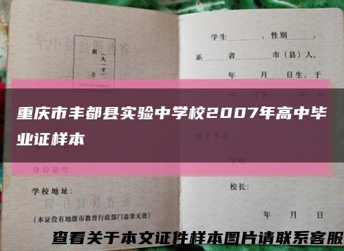 重慶市豐都縣實驗中學校2007年高中畢業證樣本縮略圖