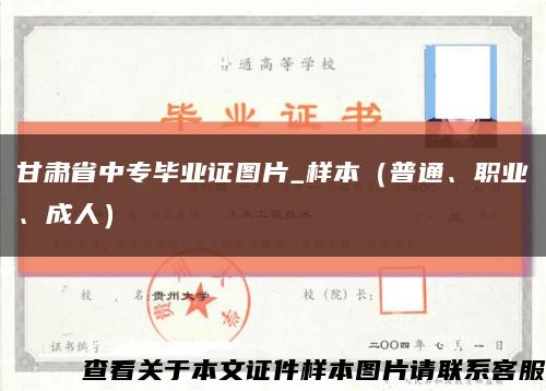 甘肅省中專畢業證圖片_樣本（普通、職業、成人）縮略圖