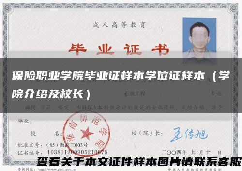保險職業學院畢業證樣本學位證樣本（學院介紹及校長）縮略圖