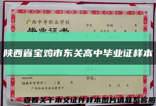 陜西省寶雞市東關高中畢業證樣本縮略圖