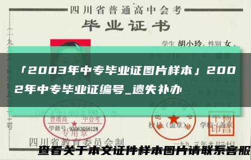 「2003年中專畢業證圖片樣本」2002年中專畢業證編號_遺失補辦縮略圖