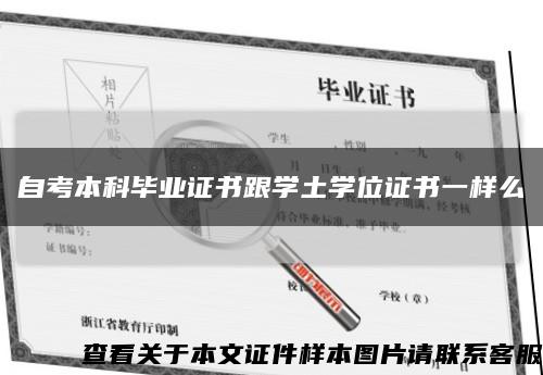 自考本科畢業證書跟學土學位證書一樣么縮略圖